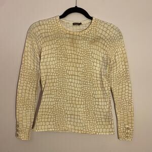 J. McLaughlin Cream White Snake Print Pullover Sweater Crewneck Women's size XS